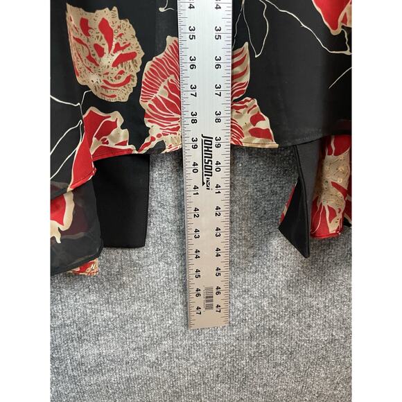 Kimono Duster Black Floral Print Open Front Lightweight OS Boho - Picture 9 of 12